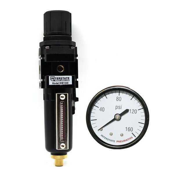 Interstate Pneumatics 1/4 Inch Standard Metal Bowl Filter/Regulator Combo WB1340T